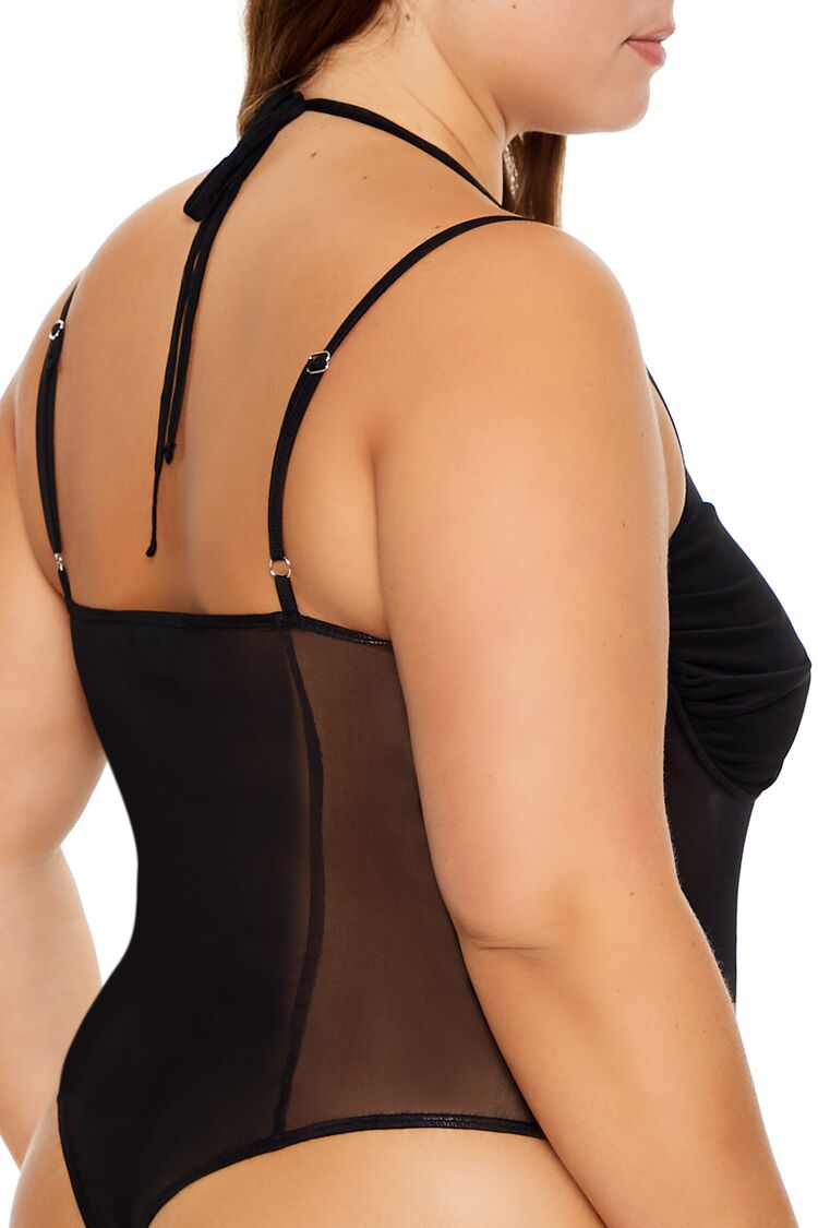 Plus Size Mesh Halter Bodysuit