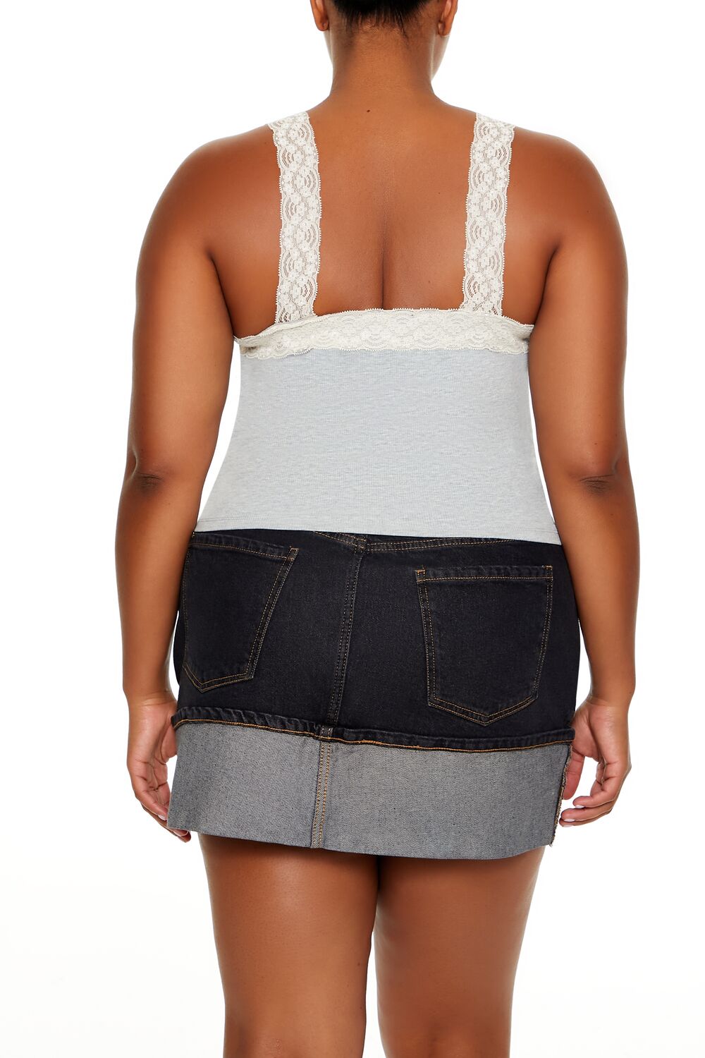 Plus Size Ribbed Lace-Trim Cami