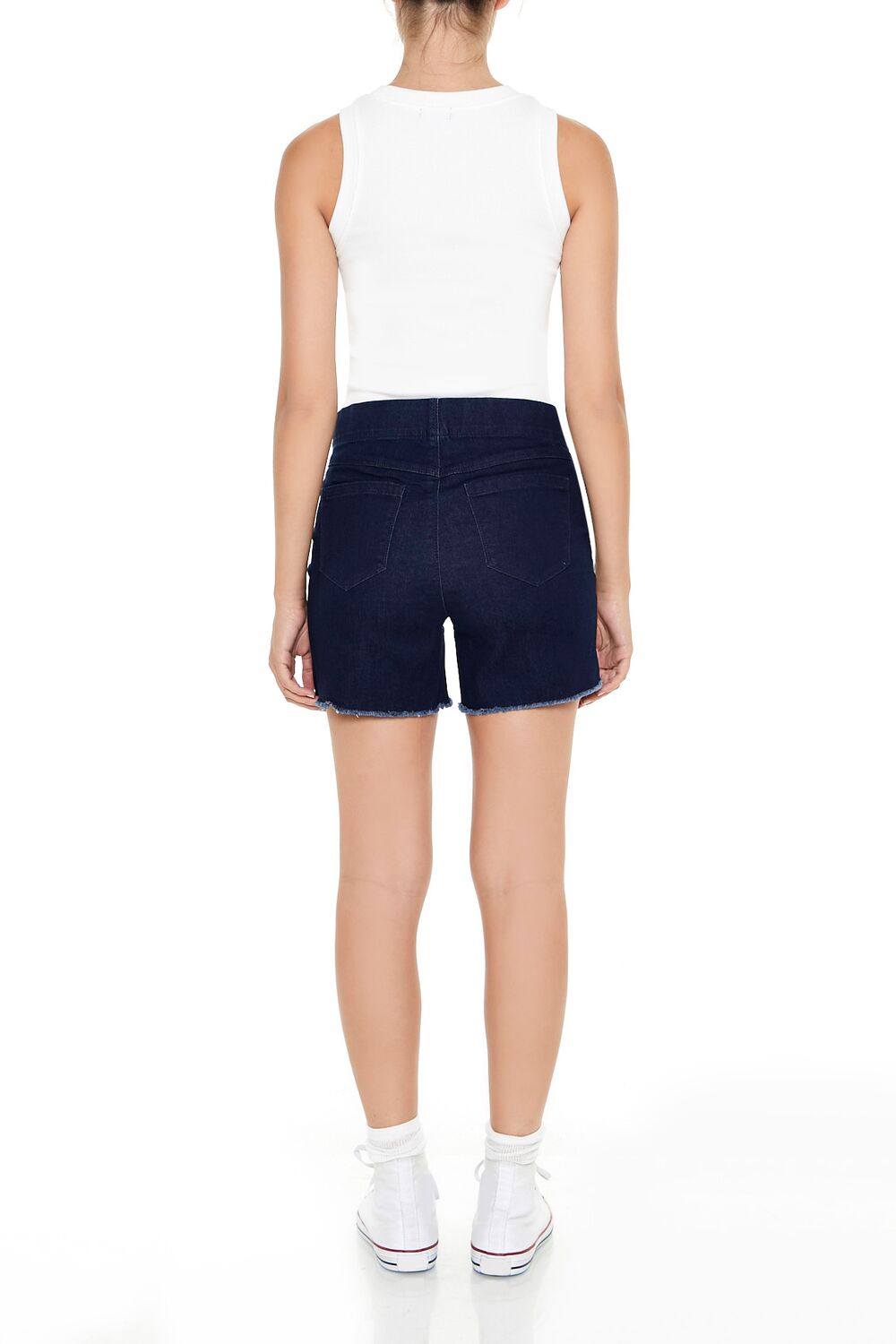 Frayed High-Rise Denim Shorts