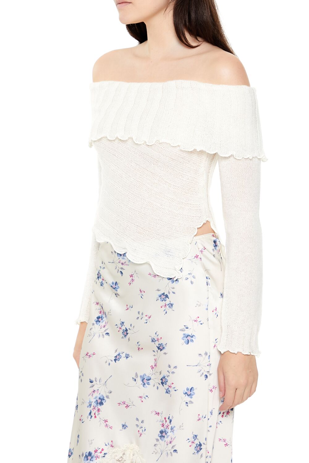 Ribbed Off-the-Shoulder Sweater