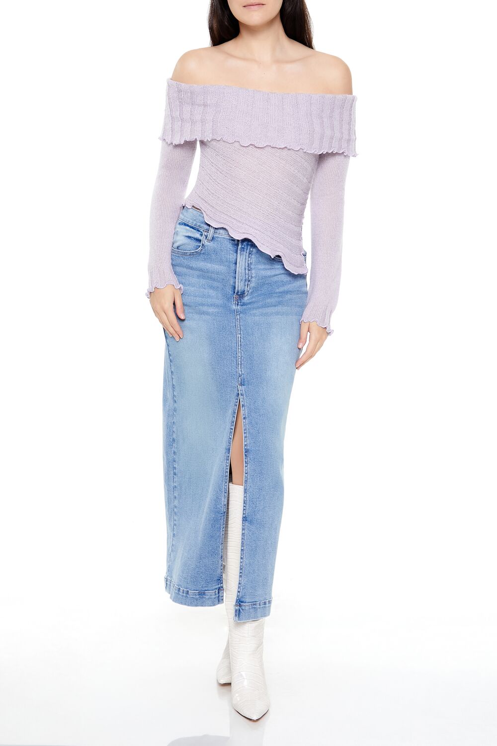 Ribbed Off-the-Shoulder Sweater