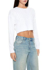 Cropped Cable Knit Sweater
