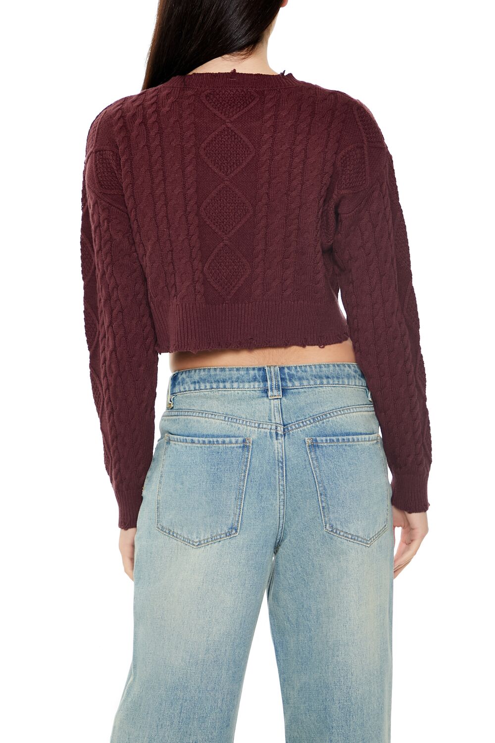 Cropped Cable Knit Sweater