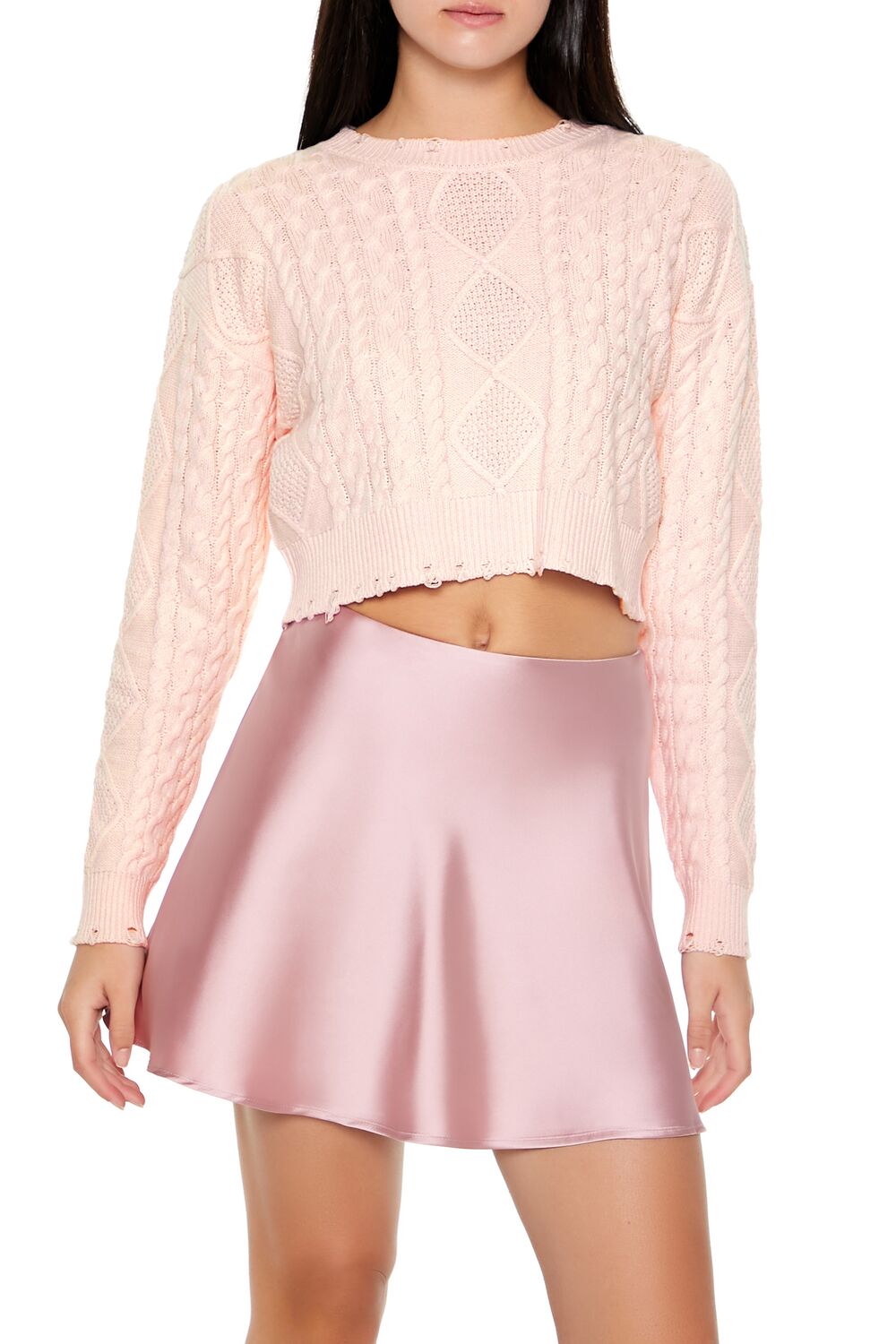 Cropped Cable Knit Sweater