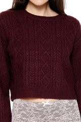 Cropped Cable Knit Sweater