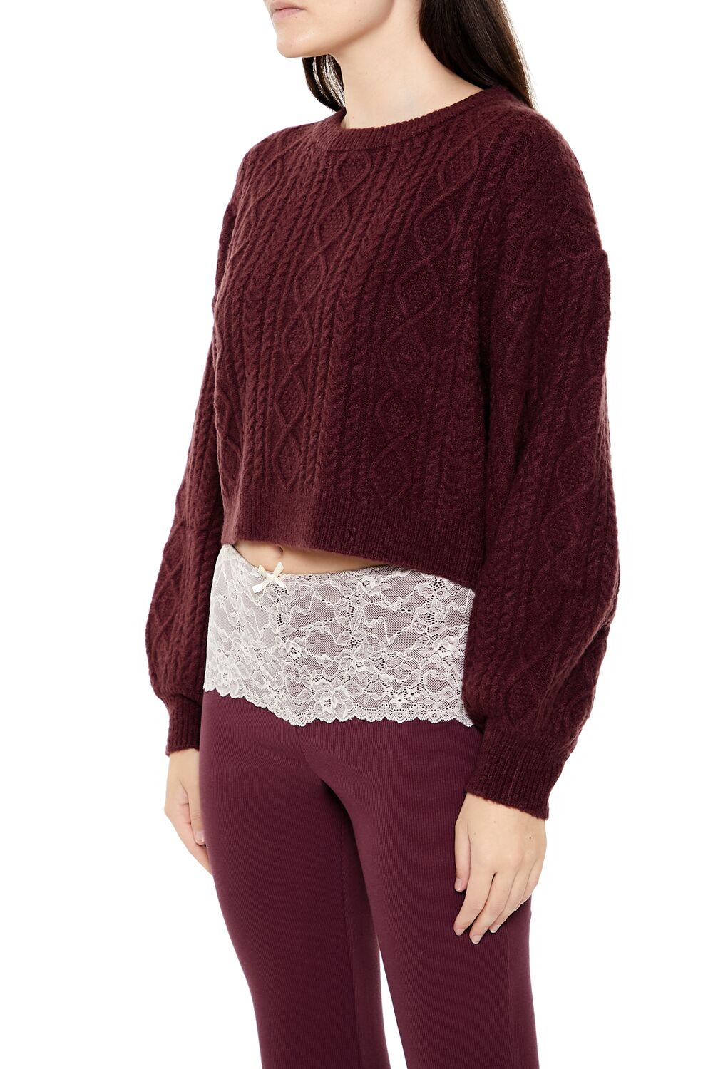 Cropped Cable Knit Sweater