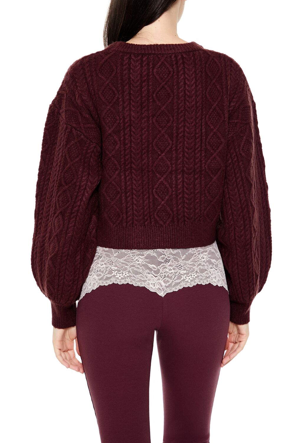 Cropped Cable Knit Sweater