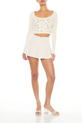 Sweater-Knit Floral Crop Top