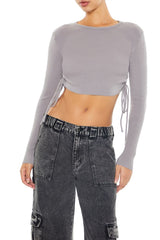 Ruched Cropped Sweater