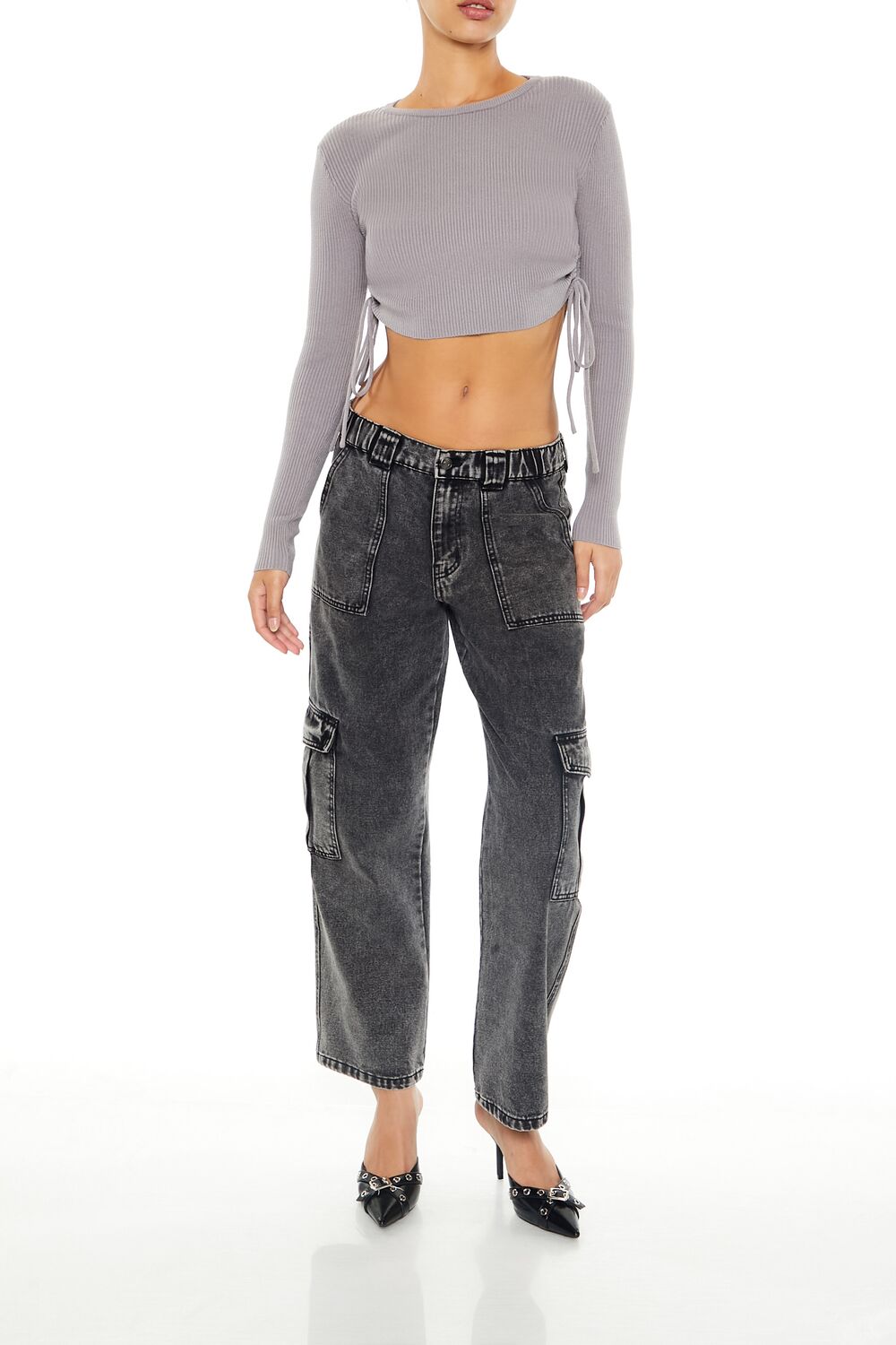 Ruched Cropped Sweater