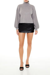Turtleneck Balloon-Sleeve Sweater