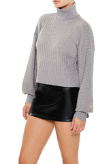 Turtleneck Balloon-Sleeve Sweater