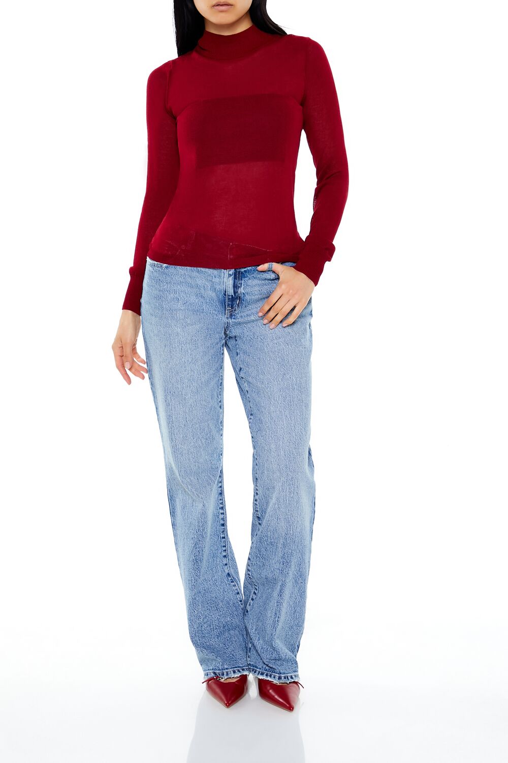 Fitted Mock Neck Sweater