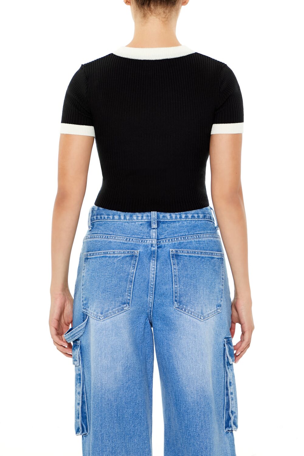 Sweater-Knit Ringer Cropped Tee