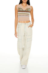 Geo Print Cropped Sweater Vest