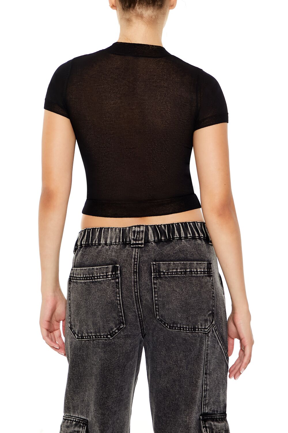 Cropped Sweater-Knit Tee