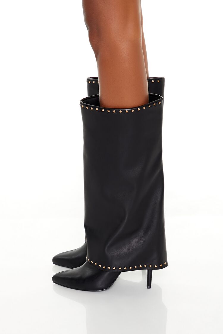 Studded Knee-High Overlay Boots