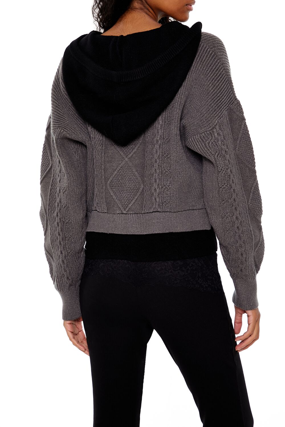 Cable Sweater-Knit Zip-Up Hoodie