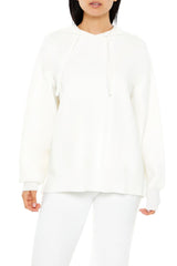 Sweater-Knit Drop-Sleeve Hoodie