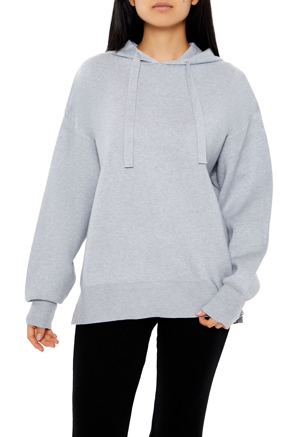 Sweater-Knit Drop-Sleeve Hoodie