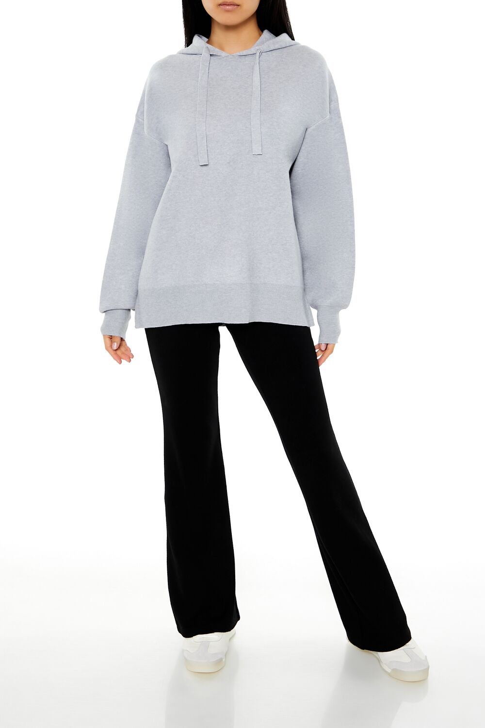 Sweater-Knit Drop-Sleeve Hoodie