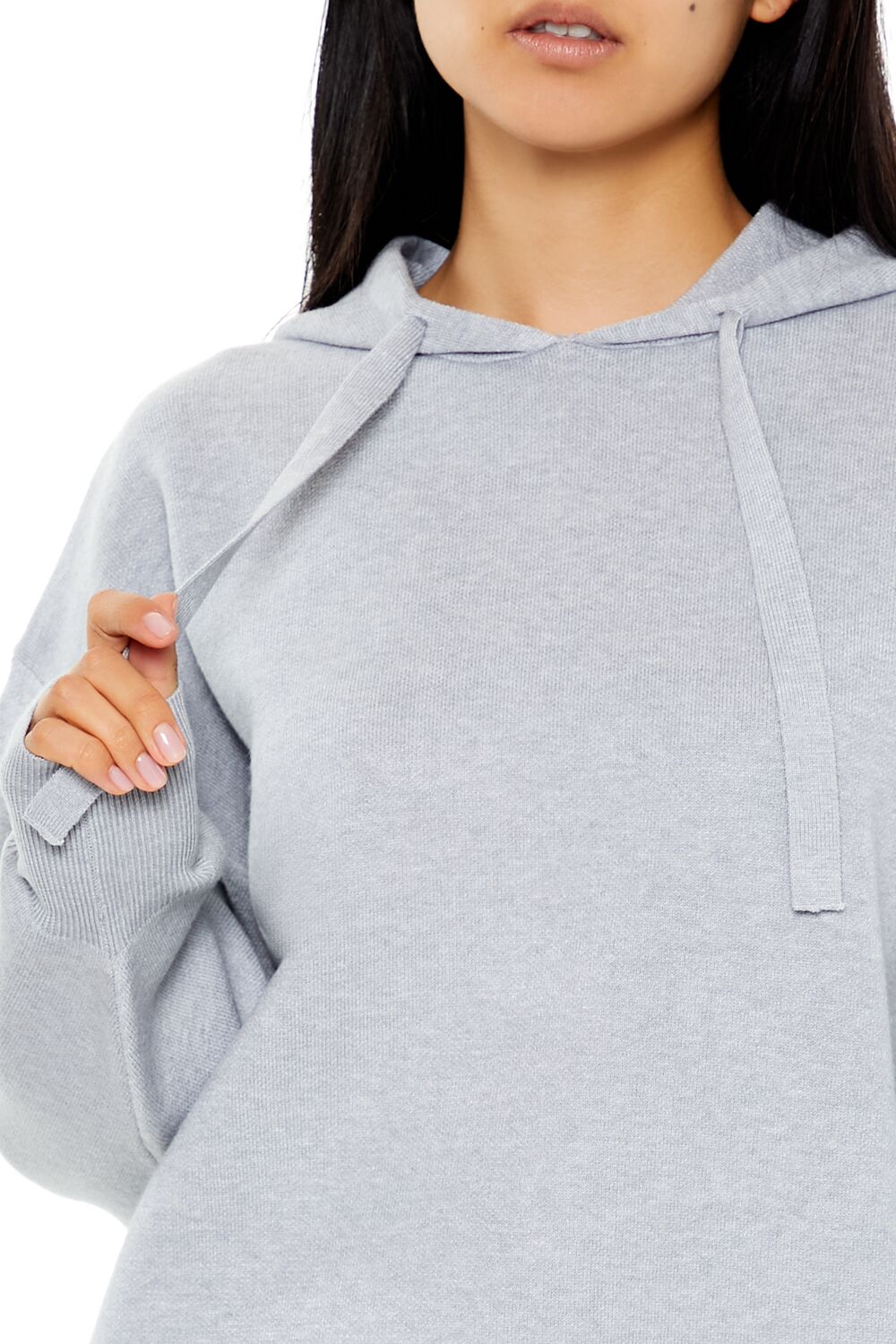 Sweater-Knit Drop-Sleeve Hoodie