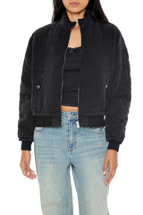 Quilted Zip-Up Bomber Jacket