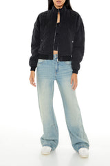Quilted Zip-Up Bomber Jacket