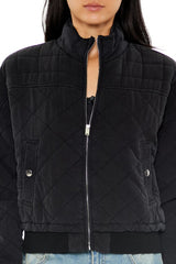 Quilted Zip-Up Bomber Jacket