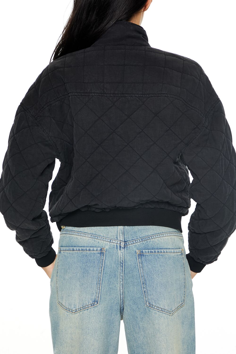 Quilted Zip-Up Bomber Jacket