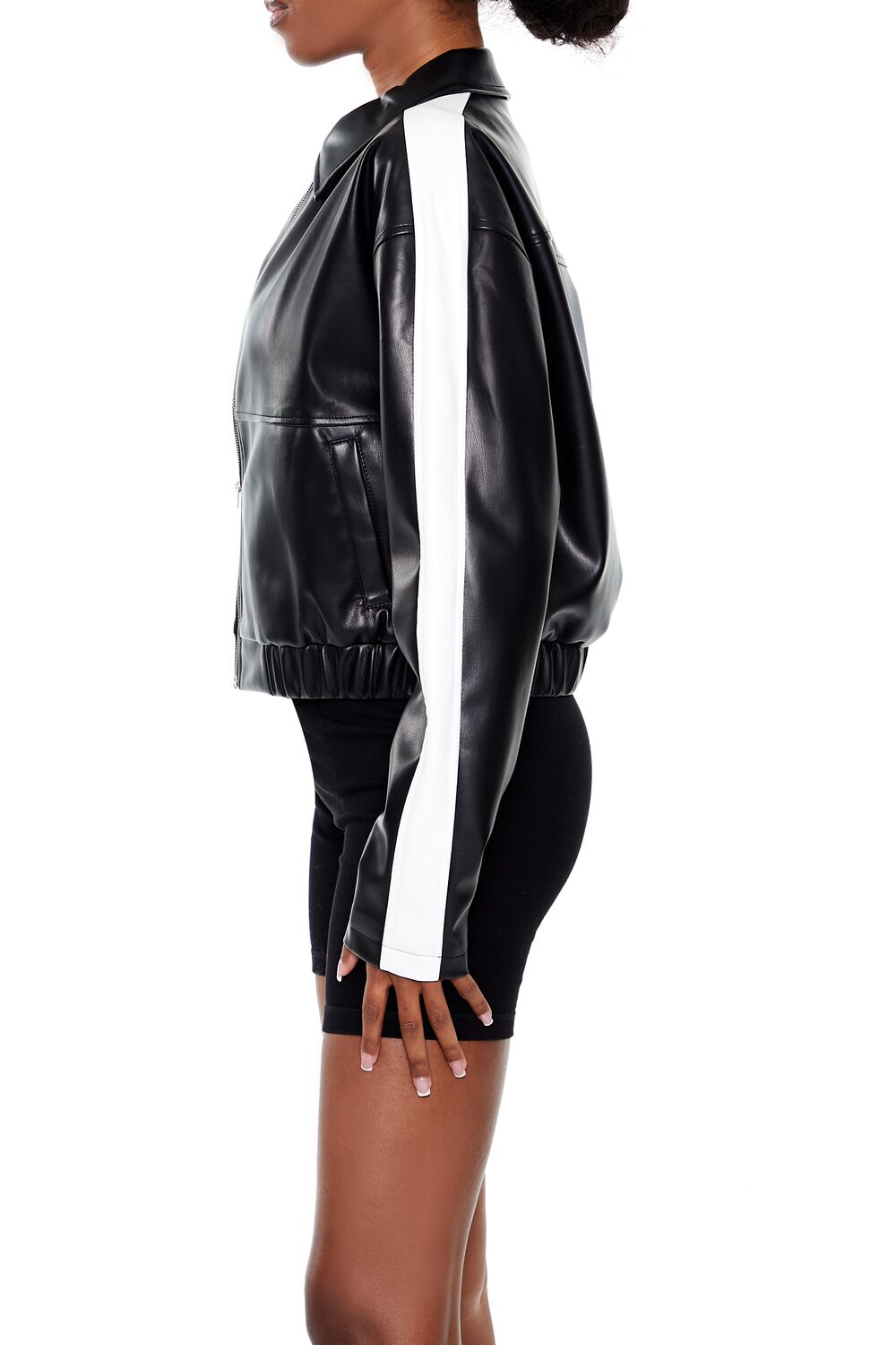 Cropped Colorblock Moto Jacket
