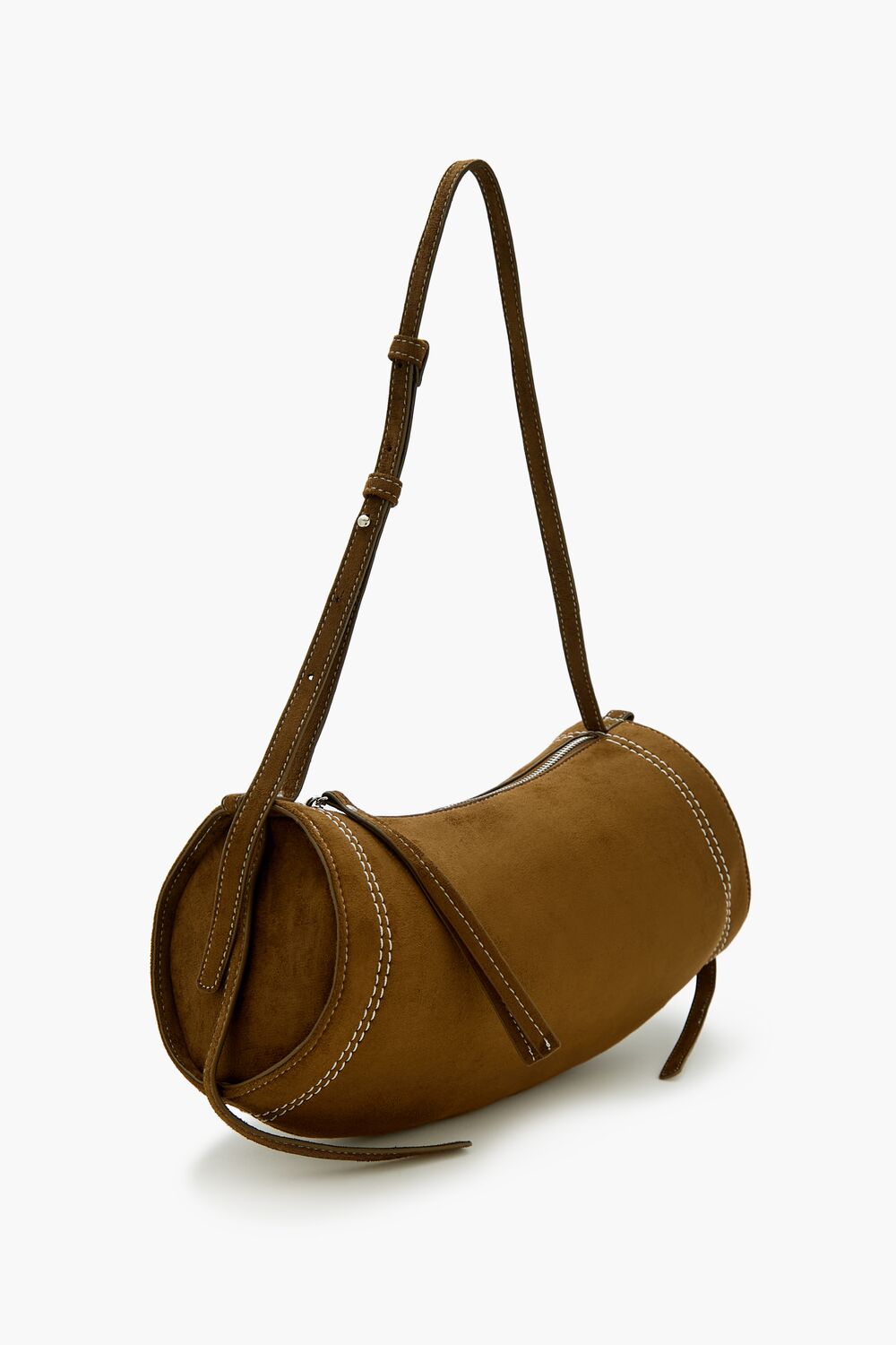 Faux Suede Barrel Bag