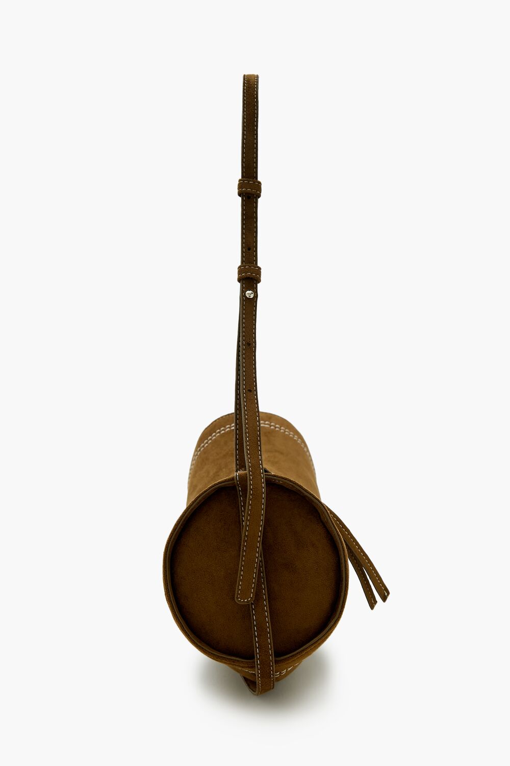 Faux Suede Barrel Bag