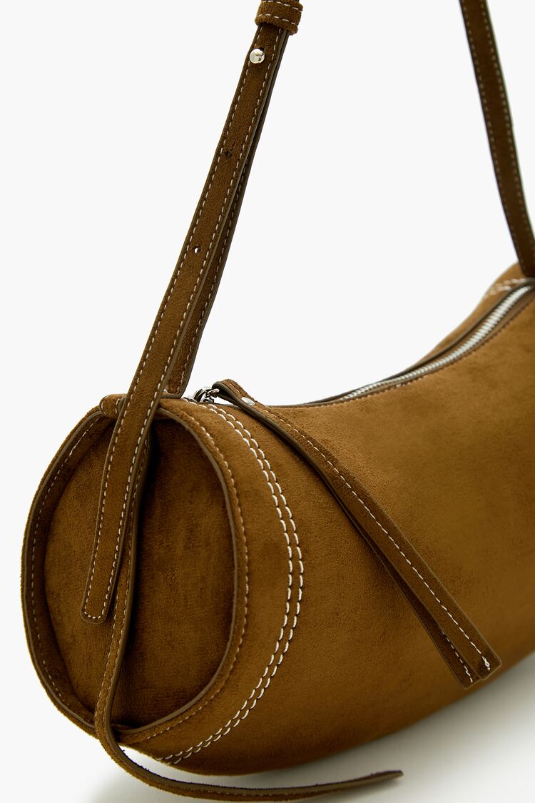 Faux Suede Barrel Bag