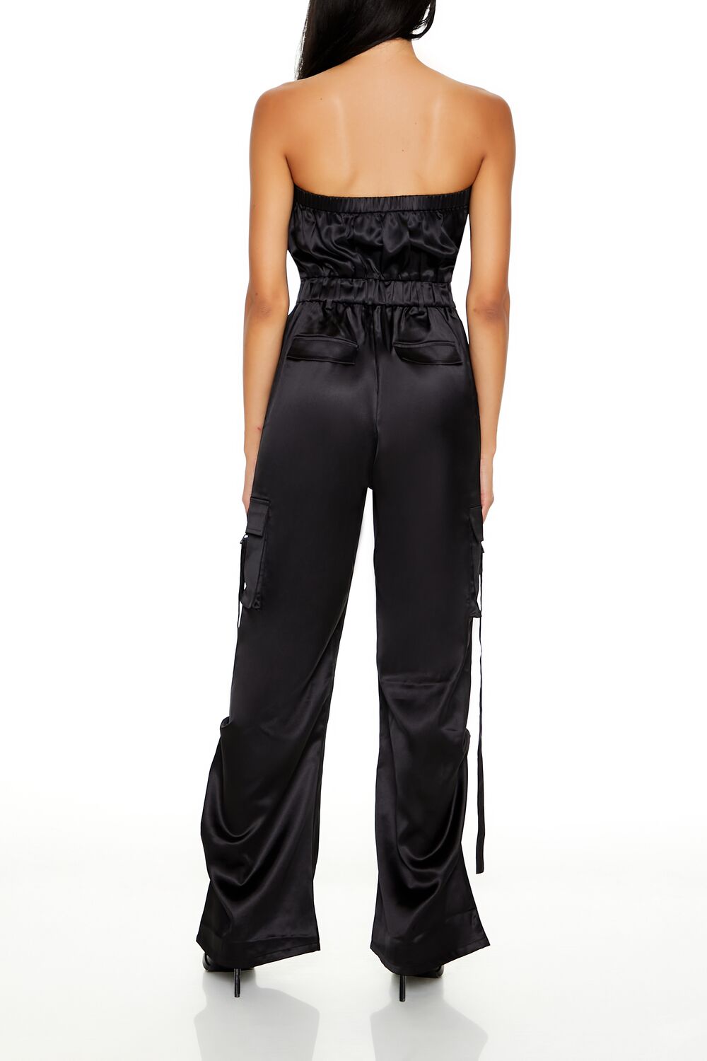 Strapless Zip-Up Cargo Jumpsuit