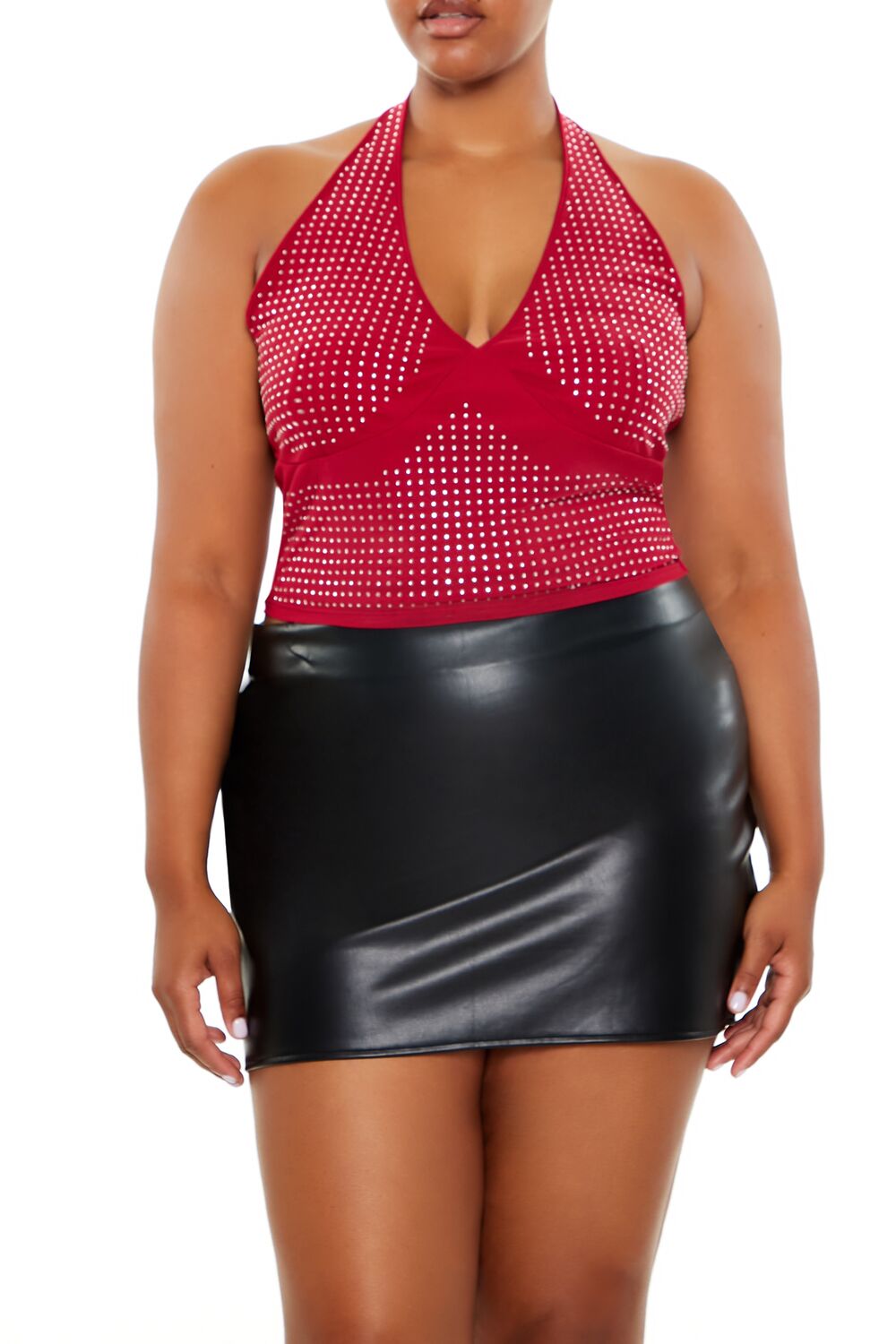 Plus Size Rhinestone Halter Top