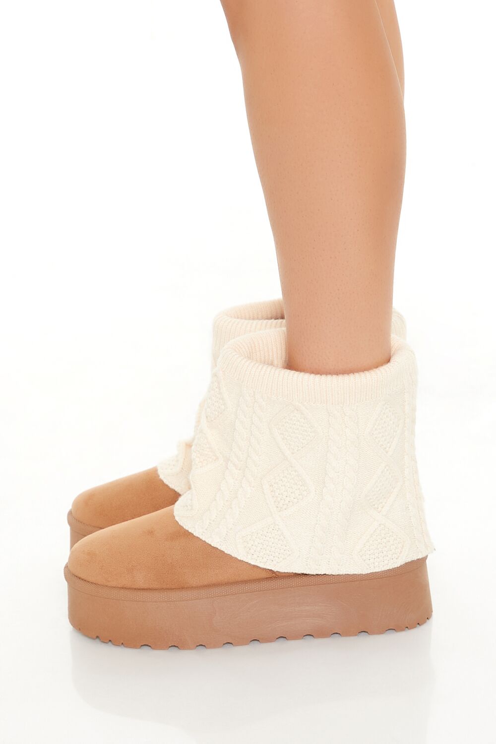 Cable Knit Overlay Flatform Booties