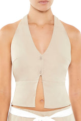 Two-Tone Halter Top & Skirt Set