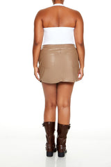 Plus Size Faux Leather Mini Skirt