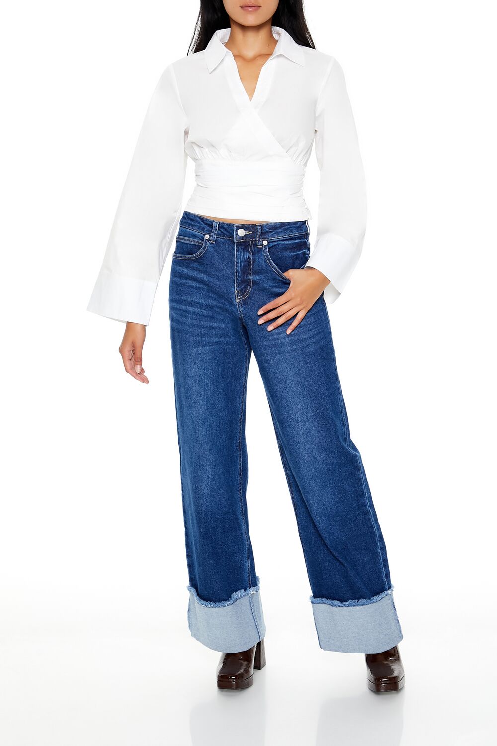 Cropped Poplin Wrap Top