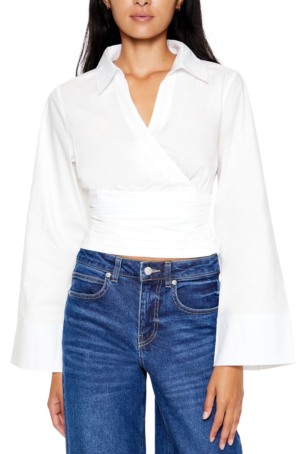 Cropped Poplin Wrap Top