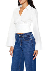 Cropped Poplin Wrap Top