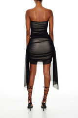 Ruched Sash Tube Mini Dress