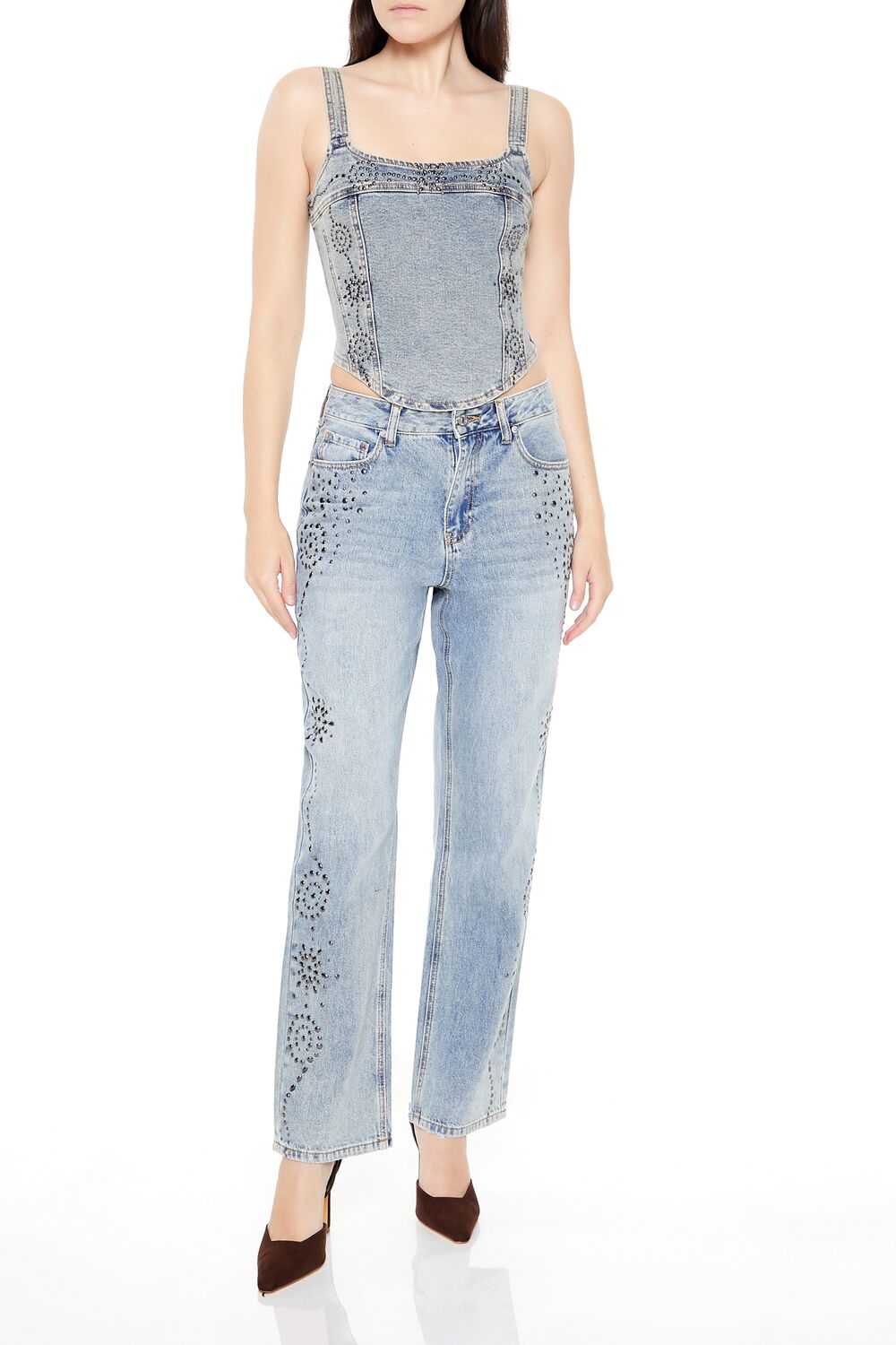 Studded Denim Crop Top