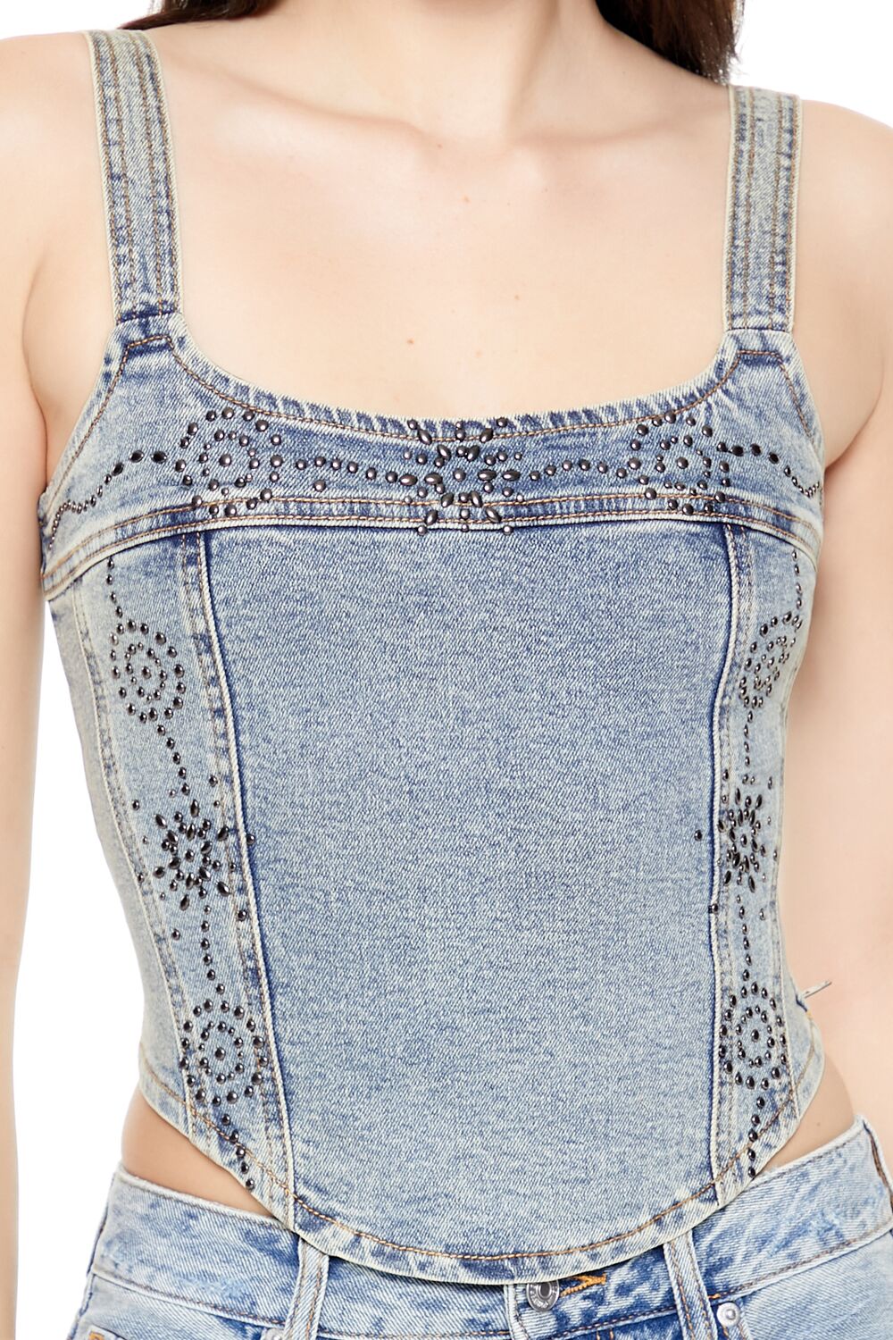 Studded Denim Crop Top