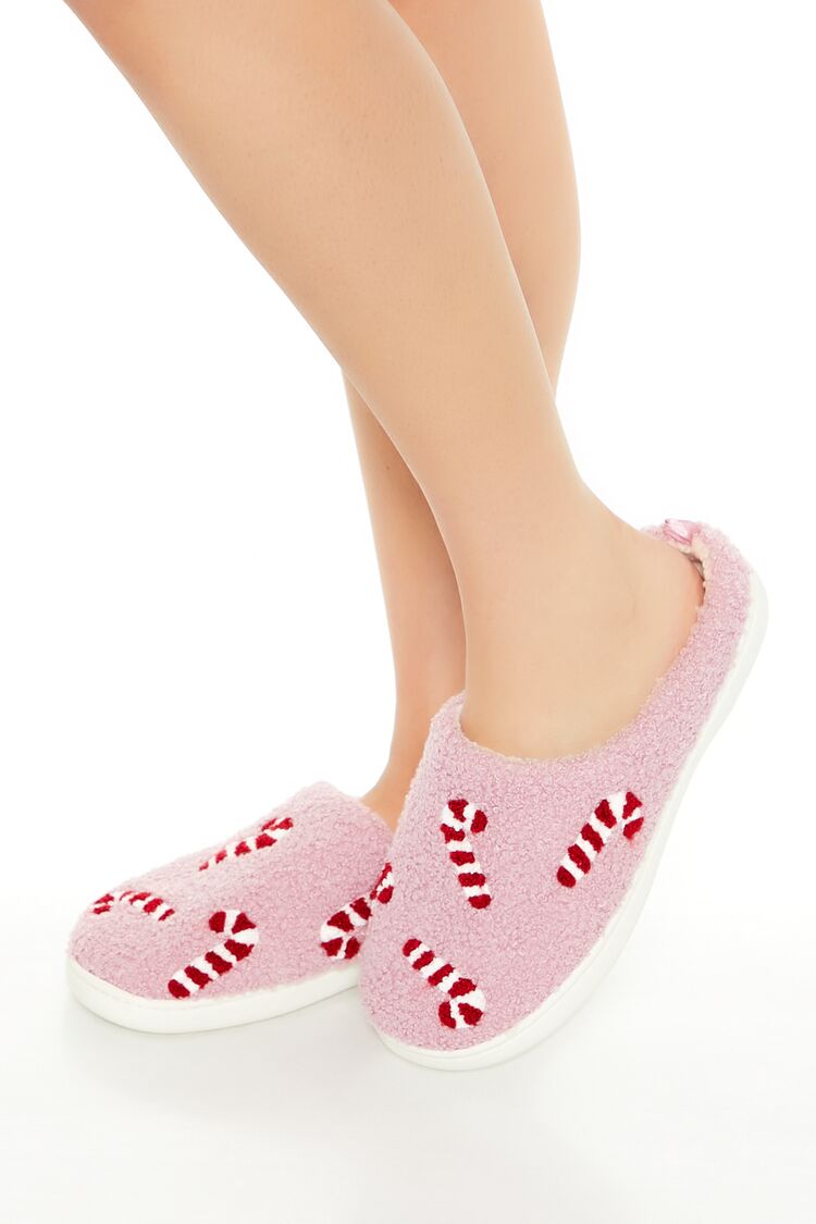 Plush Candy Cane House Slippers