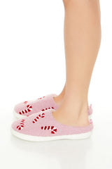 Plush Candy Cane House Slippers