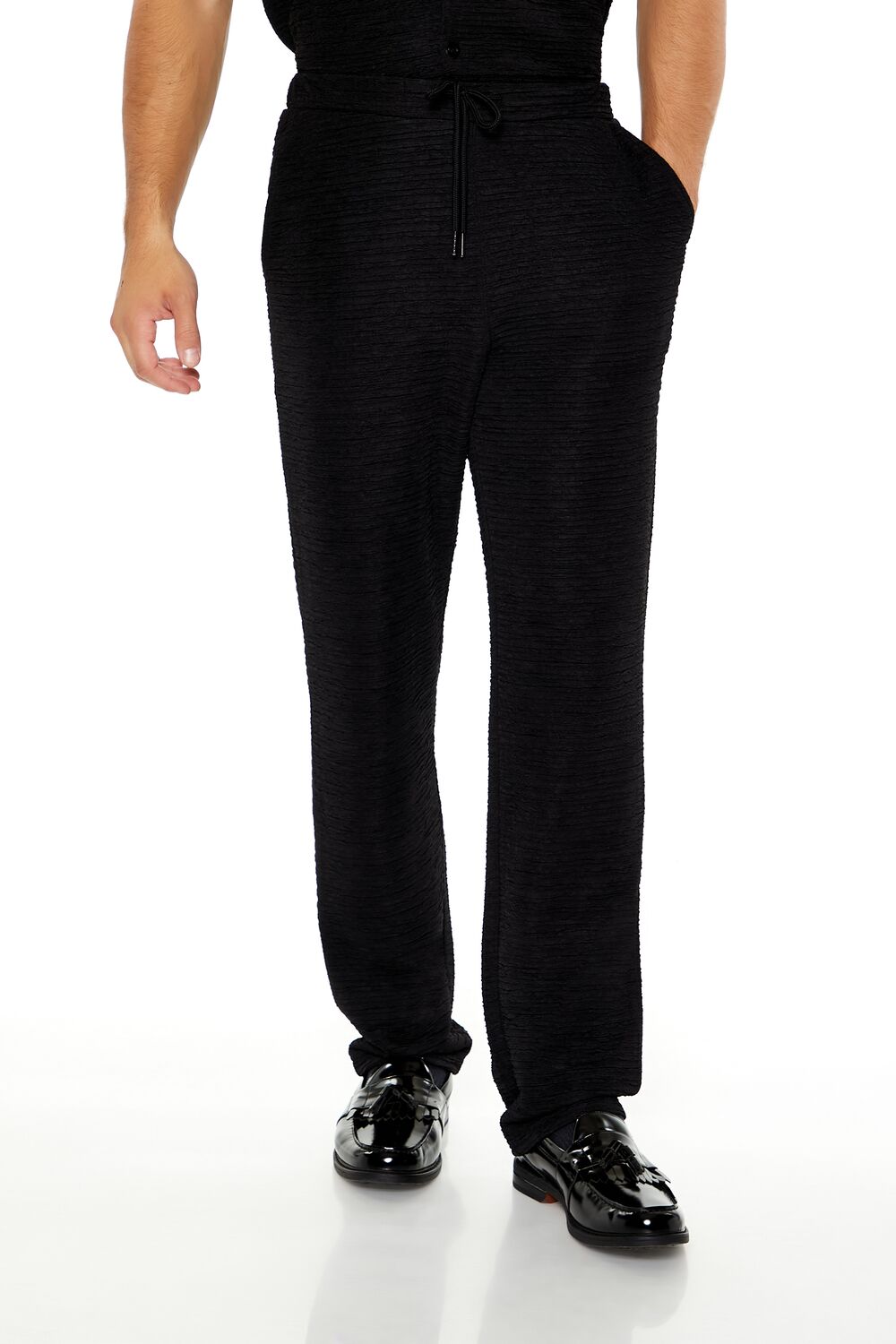 Textured Slim-Fit Straight Pants