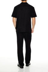 Textured Slim-Fit Straight Pants