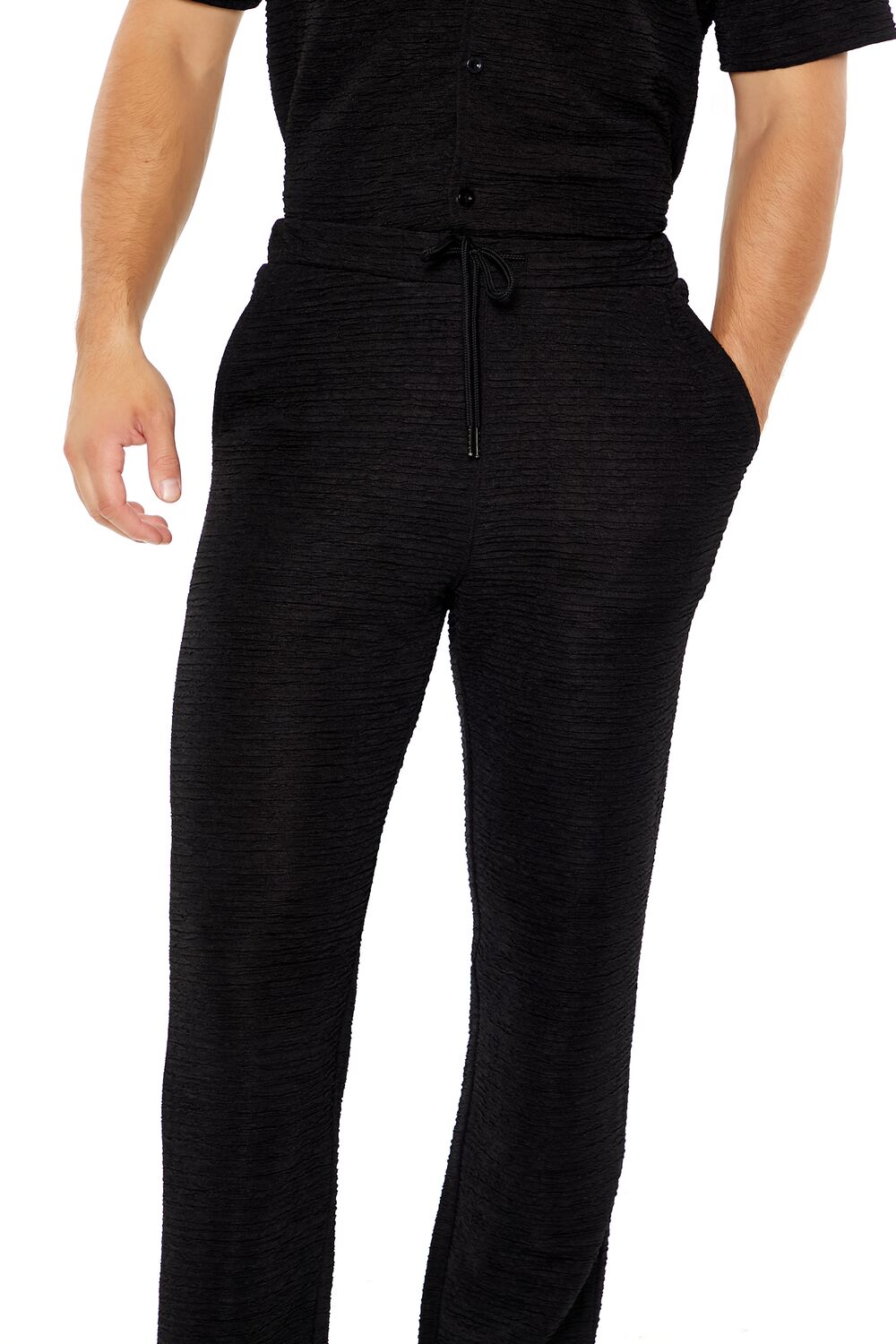 Textured Slim-Fit Straight Pants